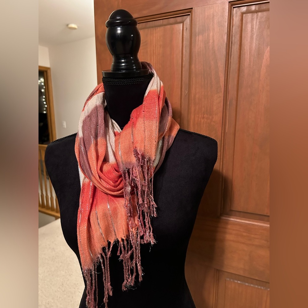 Striped Orange and Pink Scarf